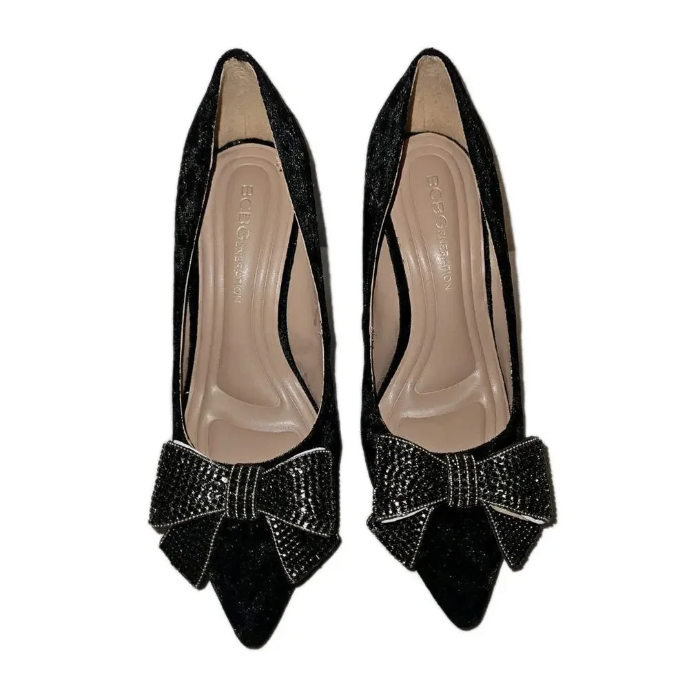 New With Box! Bcbgeneration Bissha-2 Velour Pump With Bling Bow Women's 5.5